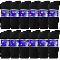 USBingoshop 12 Pairs Mens Physicians Approved Crew Diabetic Socks Cotton 10-13 (12 Pairs D-Black)