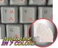 Korean Keyboard Labels Layout ON Transparent Background with Black, Blue, Green, Orange, RED, White OR Yellow Lettering (Red)