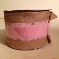Tan & Pink Wired Linen 2.5inch x 25 feet Ribbon(3 Rolls per Order=75 feet Total)