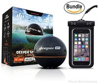 Deeper Smart Sonar PRO+ Series, 2.55", Black - GPS, Wi-Fi Connected Wireless, Castable, Portable Smart Fishfinder for iOS & Android Devices & Universal Waterproof Cellphone Case (Bundle)