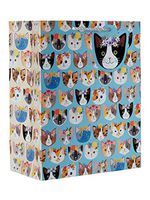 Jillson Roberts 6-Count Large 12.5" x 10" x 5" All-Occasion Gift Bags Available in 12 Designs, Kitty Cats