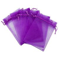 Outdoorfly 50PCS Organza Bag 5x7 Purple with Drawstring Transparent Jewelry Favor Pouches Bags Baby Shower Party Wedding Gift Bags Chocolate Candy Bags(50PCS Purple)