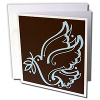 3dRose Sweet Dove of Peace Brown and Blue - Greeting Cards, 6 x 6 inches, set of 12 (gc_20589_2)