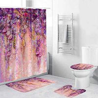 Naiflowers Non Slip Bathroom Mat Sets 4 Piece, Carpet Doormats Decor Shower Curtain and Rugs Bath Mat for tub Kids Floor, Non-Slip Shower Curtain Bathroom Mat for Entry Kitchen