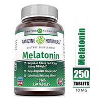 Amazing Formulas Melatonin for Relaxation and Sleep,(Non GMO-Gluten Free) 10 Mg, 250 Tablets - Natural Sleep Aid Supplement – Promotes Calming and Relaxing Effect Suitable for Vegetarian
