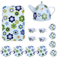 Livoty Tea Set Pretend Play Afternoon Tinplate Tea Set & Tea Tray Playing Toys (Pretend Play, Food-Safe Material, BPA-Free, Durable Construction) [USA in Stock]