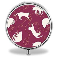 Cat Pill Case, Round Stainless Drug Organizer Container Medicine Cover for Pocket Daily&Weekly