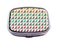 Guojew Patterned Birds Custom Fashion Square Pill Box Tablet Holder Pocket Purse Organizer Case Decoration Box