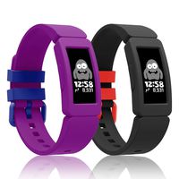 Intoval Silicone Bands for Fitbit ace 2,Replacement Bands for Fitbit ace 2 Bands for Kids Boys Girls Soft Sport Band for Fitbit Ace 2 Activity Tracker for Kids.(Grape+Black)
