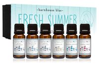 Fresh Summer - Premium Grade Fragrance Oils - Gift Set 6/10ml Bottles - Baby Powder, Fresh Cotton, Ocean Breeze, Sweet Pea, Mountain Rain, Vanilla