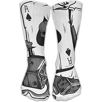 Men Women Novelty Dice Poker Skull Casual High Sock Athletic Crew Stocking Unisex