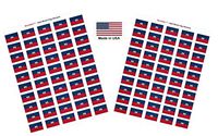Made in USA! 100 Country Flag 1.5" x 1" Self Adhesive World Flag Scrapbook Stickers, Two Sheets of 50, 100 International Sticker Decal Flags Total (Haiti)