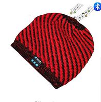 Zonman Bluetooth Beanie Hat Wireless 4.2 Hands-Free Knit Music Cap with HD Stereo Speaker Headphone Mic Rechargeable USB for Winter Fitness Outdoor Sports (Y01-Stripe Red)