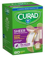 Curad Sheer Bandages, Assorted Sizes, 80 count (Pack of 4)