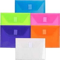 JAM PAPER Plastic Envelopes with Hook & Loop Closure - Index - 5 1/2 x 7 1/2 - Assorted Colors - 6/Pack