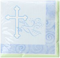 Creative Converting Blue Faithful Dove 3-Ply Paper Beverage Napkins, 36 Count