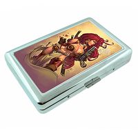 Sexy Pirate Pin Up Girl Silver Cigarette Case S22 Smoking Metal Wallet Id Holder 4" X 2.75"