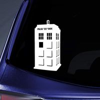 Bargain Max Decals - White Corner Police Box Tardis Sticker Decal Notebook Car Laptop 8" (White)