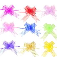 Honbay 10PCS 6.7 Inch Large Size Shimmer Organza Yarn Pull Bows Butterfly Gift Pull Bows with Strings for Festival, Christmas, Birthday, Wedding，etc