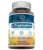 Nutri Essentials L-Tryptophan Dietary Supplement 500 mg 60 Capsules (Non-GMO) - Natural Sleep Aid Supplements with 500 mg of Free Form L Tryptophan - for Stress Relief, Circulation & Immune Support*