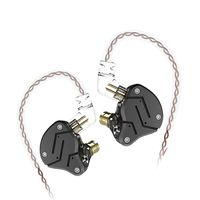 KZ ZSN 1BA 1DD Over Ear Earbuds Yinyoo Wired Earphones Without Microphone Hybrid Balanced Armature Driver Dynamic Drivers & 3.5mm Audio Plug Detachable Cable(Black Without mic)