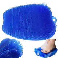 Shower Foot Scrubber Massager Cleaner,Wash Foot Bath Massage Cushion Bathroom Suction Cup Silicone Non-Slip Massage Pad- Improves Foot Circulation & Reduce Foot Pain 10.5x9.5in-Blue Bead