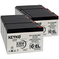 Battery 12V 12Ah - Fresh & Real 14.0 Amp - Gel Deep Cycle AGM/SLA Designed for Generic Use - Genuine KEYKO KT-12120 HRT - F2 Terminal - 6 Pack