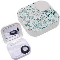 Portable Contact Lens Case Box Travel Kit Mirror + Bottle + Tweezers Container Holder [ Rabbit Vintage Blue Flower Bushillustration ]