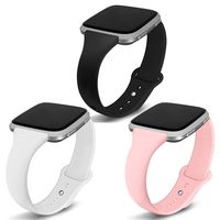 Kmasic Compatible Versa Bands 3 Pack, Narrow Slim Soft Silicone Small Replacement Wristband for Versa/Versa Lite Edition Women Men, Black/White/Pink, Large