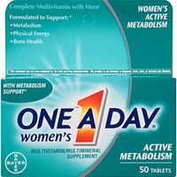 One A Day Women’s Active Metabolism Multivitamin, Supplement with Vitamin A, Vitamin C, Vitamin D, Vitamin E and Zinc for Immune Health Support*, Iron, Calcium, Folic Acid & more, 50 count