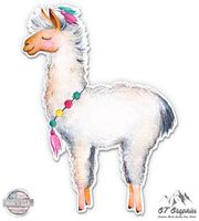 Cute Llama Watercolor - 5" Vinyl Sticker - For Car Laptop I-Pad - Waterproof Decal