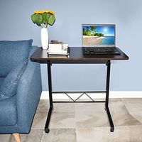 Akway Mobile Laptop Desk Cart 31.5 x 15.7 inches Height Adjustable Rolling Cart Laptop Stands Bed Table for Eating and Laptops, Black
