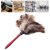 NPLE--Anti-static Ostrich Feather Fur Brush Duster Dust Cleaning Tool Wooden Handle