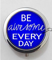 BlackKey Be Awesome Today Words 3-Compartment Decorative Pocket Gift Box Case Organizer for Pill, Color 1 -477