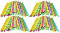Set of 400 Straw Spoons! Bright Colors - Pink, Green, Blue, Yellow - Measures - 8inLx.25inD - Perfect for Milkshakes, Shaved Ice, Kid's Parties, Root Beer Floats and More!