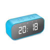 YJYdada Digital Alarm Clock Bluetooth 5.0 Stereo Speaker LED Mirror AUX TF Music Player (Sky Blue)