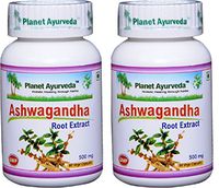 Planet Ayurveda Ashwagandha, 500mg Veg Capsules - 2 Bottles