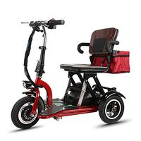 Szeao Electric Wheelchair Elderly Disabled Mini Folding Electric Tricycle Home Electric Car 360 ° Rotating Brushless Motor Lithium Battery with Light,12AH/30km