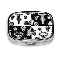 BAGR Motorcycle Club Portable Pill Organizer, Travel Pill Box Daily Pill Case to Hold Supplements & Medication