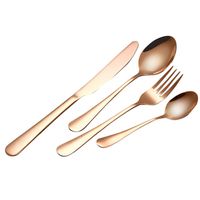 Fabal 4PCS Set Stainless Steel Upscale Dinnerware Flatware Cutlery Fork Spoon Teaspoon (Rose Gold)