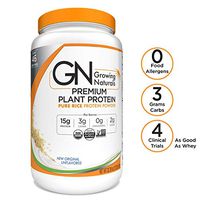 Growing Naturals | Organic Premium Plant Based Protein, Pure Rice Protein Powder | Original | Non-GMO, Vegan, Gluten-Free, Keto Friendly, Shelf-Stable | 2LB