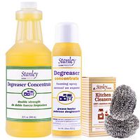 Stanley Home Products Degreaser Kit - Complete Degreaser Cleaning Products w/Degreaser Concentrate Liquid Bottle, Foaming Spray & Stainless Steel Kitchen Scouring Cleaners - Grease, Grime Remover Kit