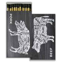 HomArt Large Decorative Candle and Fireplace Wood Matches | Cow Pig Butcher | Set of 3