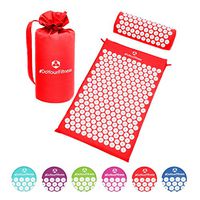 #DoYourFitness Back and Neck Pain Relief - Acupressure Mat and Pillow Set - Relieves Stress, Back, Neck, and Sciatic Pain - Comes with a Vinyl Carry Bag for Storage and Travel »Jimuta« | Red