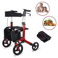 LJHHH Elderly Shopping Cart Trolley Elderly Walker Shopping Vegetable Walker Foldable Aluminum Alloy Four Wheel Scooter