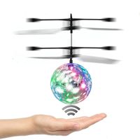 Wekity Flying Ball Toys, RC Toy Helicopter Gifts for Kids Built-in-Shinning LED Disco Light Rechargeable Light Up Ball Drone Infrared Induction RC Drone Helicopter Ball