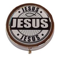 Jesus Silver Three Compartment Pocket/Purse/Travel Pill Box Case