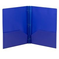 Smead Poly Two-Pocket Folder, Three-Hole Punch Prong Fasteners, Letter Size, Blue, 3 per Pack (87731)