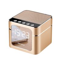 FIN86 Fashion Mini Alarm Clock, Retro Wireless Bluetooth Speaker Sound Stereo Subwoofer Support TF Card for IPad, iPhone, iPod, Smart Phone, Latops (Gold)