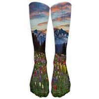 NavyLife Men's Premium Quality Herbs Pine Trees Snow Mountains Fitness Novelty Crew Athletic Socks Knee High Sock